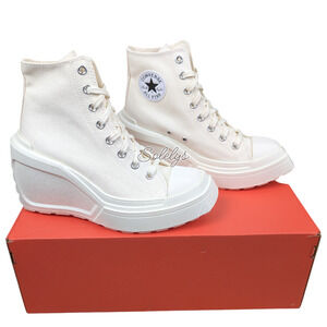 Converse Chuck 70 De Luxe Wedge Platform Egret White Canvas Sneaker Womens 9.5